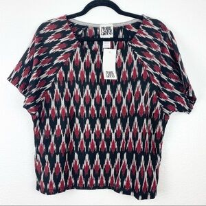 PRAIRIE UNDERGROUND Red Ikat Wednesday Shirt, XS